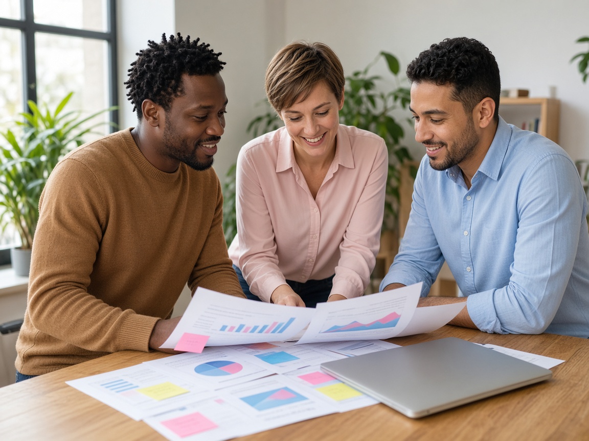 Équipe d’une PME du tertiaire en collaboration