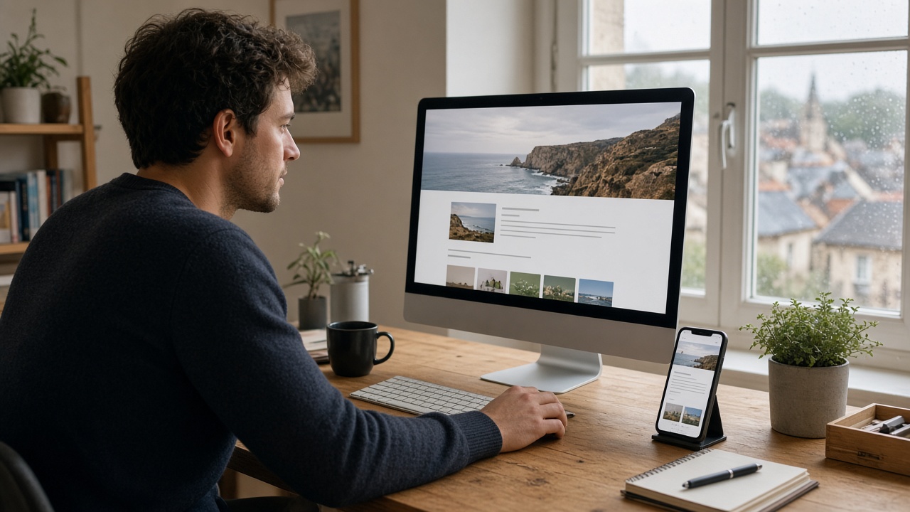 Entrepreneur travaillant sur son site web