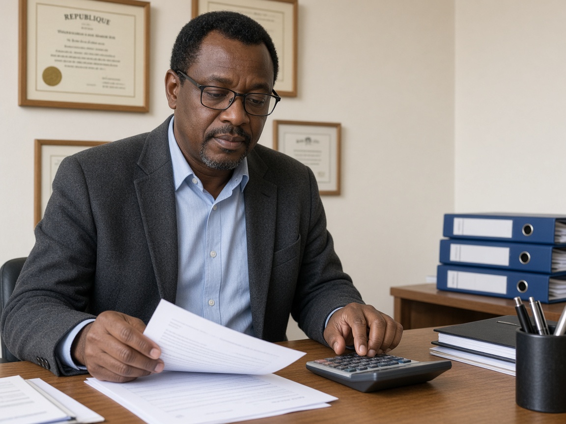 Expert-comptable au travail dans son cabinet
